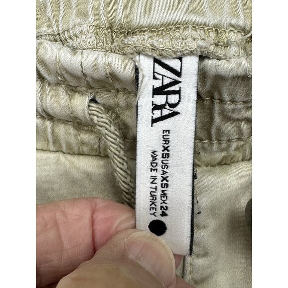 ZARA X-Small Beige Drawstring Joggers Sweatpants Pants Sports Athleisure - Picture 7 of 13